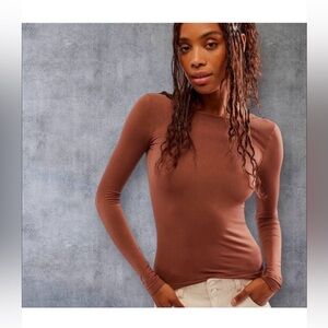 Free People Intimately Low-Back Seamless Long Sleeve Withered Rose